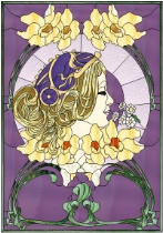 Stained Glass Pattern Art Nouveau Beauty