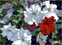 stained glass one red petunia