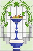 Stained Glass Cabinet Door Pattern Fruit Still Life in Urn