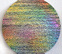 Mixed Dichroic Colors on Black Bullseye Herringbone Ripple 