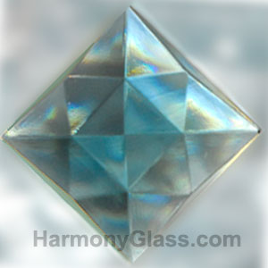 25mm square faceted glass jewel steel blue J11SB