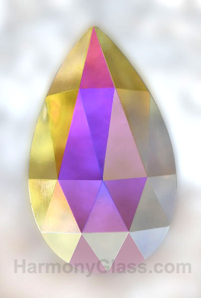 24mm x 40mm teardrop clear iridescent glass jewel J16AB-c