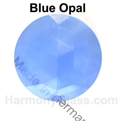 25mm round faceted Blue opal glass jewels