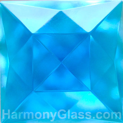 40mm square faceted glass jewel aqua blue Jc11AQ