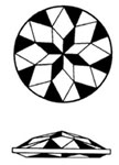 drawing of round double faceted glass jewel